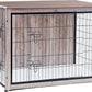 DWANTON Dog Crate Furniture with Cushion, Wooden Kennel Table with Double Doors, Indoor Dog House, Extra Large Size, 43.3" L, Greige