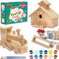 Kraftic Woodworking Building Kit for Kids and Adults, 2 Educational DIY Carpentry Construction Wood Model Kit Toy Projects for Boys and Girls - Build a Wooden Town Hall Birdhouse and Train