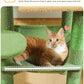 Cactus Cat Tree for Indoor Cats, 45.7" Multi-Level Cat Tower with Large Metal Frame Hammock, Cat Condo with 4 Scratching Posts and Top Perch, Green