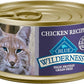 Blue Buffalo Wilderness High-Protein, Grain-Free Natural Wet Food for Adult Cats, Chicken Paté, 3-oz, 24-pack