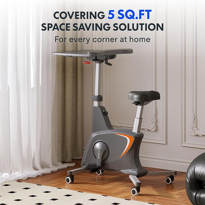 FLEXISPOT Exercise Bike with 2D Desktop, Space Saving Under Desk Bike with Removable Desk, Stationary Bikes Indoor Bikes with 300LBS Heavy Duty 8-Level Resistance Flywheel Optional LCD, V9PRO/V9MAX