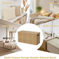 UEV Storage Bench Set of 2, 39.4" Wood Box, Storage Trunk with 2 Safety Hinges, Ottoman Storage Chest Set of 2, Fluted Storage Bench for Bedroom, Shoe Bench for Bedroom, Living Room (Natural Wood)