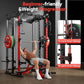 Smith Machine Power Rack | All-in-One Power Cage with Adjustable J-Hooks, Squat Rack for Home Gym, Cable Machine & Pull-Up Bar | Home and Garage Gym Equipment for Strength Training