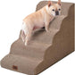EHEYCIGA Curved Dog Stairs Ramp for High Beds, 5-Step Extra Wide Dog Steps for Small Dogs and Cats, Pet Stairs for High Bed Climbing, Non-Slip Balanced Pet Step Indoor, Camel