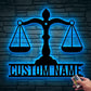 Personalized Lawyer Metal Sign LED Light, Custom Scales of Justice Metal Wall Art With LED Lights, Wall Art Hanging Home Decor Birthday Xmas Gift
