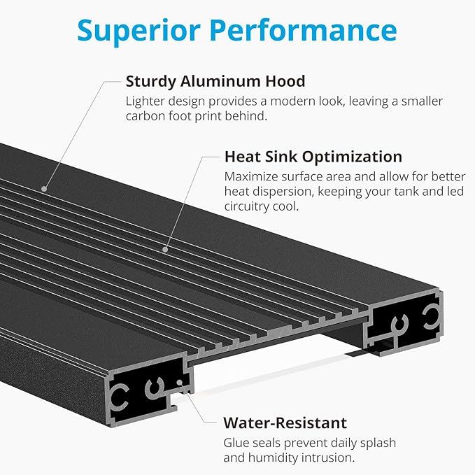 NICREW C10 24/7 LED Aquarium Light for Plants, 36-48 Inches, Full Spectrum Fish Tank Light with Timer, Brightness Adjustable