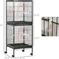 PawHut Large Bird Cage with 1.7 ft. Width for Wingspan, Bird Aviary Indoor with Multi - Door Design, Fit for a Canary, Finch, Conure, 55", Black