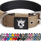 TSPRO Tactical Dog Collar 1.5 Inch Wide Thick Dog Collars with Heavy Duty Metal Buckle, Durable, Strong, Adjustable for Medium to Large Dogs (Khaki M)