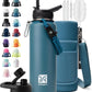 Insulated Water Bottle | Thickened Stainless Steel Vacuum Metal | Portable Sports Water Jug for Gym and Hiking with Straw, Carrier Bag, Handle Strap | BPA-Free 40 oz
