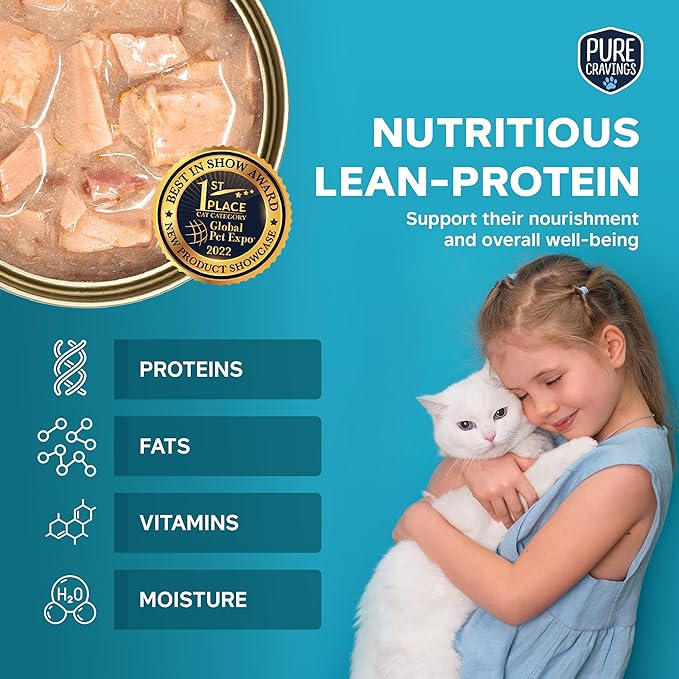 Tuna Flakes in Tuna Consommé, Canned Wet Cat Food Soup, 100% Mercury-Tested, Moist Can Fish, Grain-Free Protein, Non-GMO, 3oz, Pack of 12