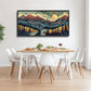 Quorin Boho Mountain Large Wall Art Abstract Pictures Lake Pine Tree Forest Foggy Sunset Wall Decor Nature Landscape Canvas Print Painting Artwork for Bathroom Living Room Bedroom 60L x 30W