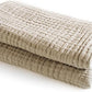 Carriediosa 100% Cotton Muslin Throw Blanket 108" X 90" King Size，4-Layers Summer Gauze Throws for Bed Couch，Soft Lightweight Breathable Linen Blankets Bedspread for Adults All Season，Khaki