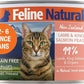 Feline Natural New Zealand Canned Catfood Wet Food, High-Meat, Low-Carb, & Grain Free Cat Food Wet, Lamb & Salmon Feast, 6 oz, Pack of 12