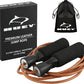 HUEY Sport Leather Jump Rope Skipping Rope for Speed Quiet Training Boxing MMA Cardio Crossfit Fitness Workout Indoor and Outside Exercise for Adult Kids Men and Women (5.5 oz)
