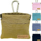 Dog Treat Pouch, Brown Pocket Sized Pet Training Pouch, Cotton Fabric, Hand Free Dog Walking Bag with Carabiner, Self-Closing Pet Feed Snack Reward, for Puppy Travel or Outdoor Use