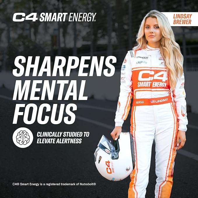 Cellucor C4 Smart Energy Drink – Boost Focus and Energy with Zero Sugar, Natural Energy, and Nootropics - 200mg Caffeine - Cherry Berry Lime (12oz Pack of 12)