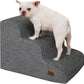 Dog Step for Bed, Dog Stair 3-Step 35D Pet Stair 15.7" H for High Bed or Sofa Non-Slip Balanced Pet Step Indoor, Grey