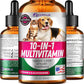 Pet Vitamins 10 in 1 - Made in USA - Glucosamine for Dogs & Cats - Dog Supplement for Pet Joint Health - Natural Cat, Dog Multivitamin - All Ages & Breeds - Folic Acid for Cats & Dogs Immune - 2 Fl Oz