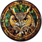 Lygond Metal Sign Tin Sign Circular Stained Glass Owl Home Deccor Store Home Decor for Patio 12×12 Inches