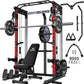Power Cage, 2000LBS Multi-Function C21 Power Rack with Dual Pulley Cable Crossover System, All-in-One Squat Rack with More Training Attachments