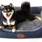 Orthopedic Dog Beds for Medium Dogs, Durable Egg Crate Foam Sofa Dog Bed wit Washable Removable Cover,Waterproof Lining,Pet Bed for Large Dogs (Navy Blue-Velvet, 26.4" L x 21.7" W x 6.2" Th)