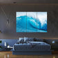 Nature Wall Art Prints - Ocean Forest Mountain Lake Canvas Landscapes - Small to Extra Large Living Room Bedroom Kitchen Bathroom Décor (Blue Ocean Wave, 35L" x 53W" - 3 Panels)