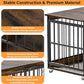 COZPAW Dog Crate Furniture, 48 Inch Dog Crates for Medium/Large Breed, Farmhouse Wood Metal Kennel Indoor Heavy Duty Pet Cage with Caster Wheels (Brown)