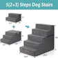 Dog Stairs for Small Dogs, 5 Tier Removable Wider Pet Stairs for Couch and Bed, 23.6" H Non-Slip Dog Steps for Puppies and Old Cats with Support Board, 29.5x19.7x23.6 inch, Dark Grey