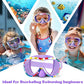 Kids Swim Goggles with Nose Cover, 180° Panoramic Snorkel Mask with Anti-Fog & Anti-Leak Design, Comfort Fabric Strap UV Protection Lens for Boys Girls Ages 3-15