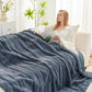 Cozy Bliss Faux Fur Throw Blanket for Couch, Cozy Warm Plush Striped Blanket for Sofa Bedroom Living Room, 90 * 90 Inches Blue