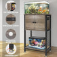 5-10 Gallon Fish Tank Stand, Heavy Duty Aquarium Stand with Cabinet & Power Outlets for Fish Tank Accessories Storage, Double Tank Stand 20.5" L* 11" W Tabletop, 220LBS Capacity, Grey