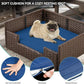 YITAHOME Rattan Dog Sofa Bed with Cushion,Wicker Pet Bed Sofa Couch Indoor Outdoor Water Unaffected for Large Medium Small Dogs Cats (24.8''L*19.7''W*9.8'',Blue)