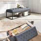 SONGMICS Velvet Storage Ottoman Bench, Foot Rest with Legs, 15.7 x 43 x 15.7 Inches, End of Bed Bench, Storage Chest, Load up to 660 lb, for Living Room, Bedroom, Entryway, Slate Gray ULSF089G01
