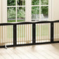 Freestanding Pet Gate for Dogs, Foldable Wooden Dog Gate for House, Extra Wide Indoor Pet Barrier for Stair, Doorway, Hall, Support Feet Included, 120 Inch Wide, 6 Panels 24",Black&Gold
