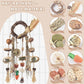 Bissap Bunny Chew Toy, Rabbits Cage Hanging Chew Toys and Treats Rattan Ring with Snacks Water Grass Wooden Block Carrot for Guinea Pigs Chinchillas Hamsters Rats and Other Small Pets Teeth Grinding