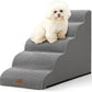 Dog Stairs for High Bed 22.6" H, Small Dog Step for Puppy, Older or Cat, Curved Ramp for Car, Ladder with High Density Foam, Lightweight, Durable, 15.7x33x22.6 inch, 5 Step, Light Grey