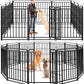 Dog Playpen Outdoor 12 Panels Heavy Duty Dog Fence 47" Height with Thick Pipe Anti-Rust with Doors Portable for RV Camping Yard, Total 27FT, 57 Sq.ft, Snowy Black