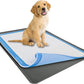 TidyFriend Dog Pee Pad Holder Tray Fits for 27.5” x 44” Wee Wee Pee Pads - Stable Grip, Raised Edges, Quick-Wipe Silicone Surface Dog Potty Tray Holder for Indoor Flooring Protection (Grey)