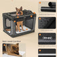 Feandrea Collapsible Dog Crate, 42-Inch Portable Dog Travel Crate for Large Dogs, Oxford Fabric Pet Carrier with 4 Mesh Doors, Handles, Storage Pocket, Water Bottle Holder, Ink Black UPDC021B01