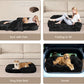 EHEYCIGA Foldable XXL Dog Bed, Faux Fur Fluffy Pet Couch Bed for Extra Large Dogs, Orthopedic Calming Memory Foam Big Pet Bed, Washable Soft Pet Sofa Bed with Non-Slip Bottom, Black, 54"x38"x7.5"