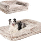 EHEYCIGA Foldable XXL Dog Bed, Faux Fur Fluffy Pet Couch Bed for Extra Large Dogs, Orthopedic Calming Memory Foam Pet Bed, Washable Soft Pet Sofa Bed with Non-Slip Bottom, Faded Brown, 54"x38"x7.5"