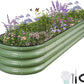 Galvanized Raised Garden Bed - 8x2x1FT Metal Planter Boxes Outdoor | Oval Steel Raised Bed Kit for Gardening with Protective Tape, Bracing Rods, Gloves for Vegetables, Flower, Herb (Green)