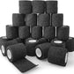 24 Rolls Black Elastic Self Adhesive Bandage Wrap, Breathable Flexible Fabric Non Woven Cohesive Bandage, Ankle Sprains Swelling Medical First Aid Sports Athletic Tape, Dogs Pet Vet Wrap 2 in
