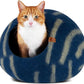MEOWFIA Cat Cave – Premium Felt Cat Bed for Indoor Cats, Handmade 100% Merino Wool (Large, Deep Azure)