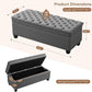 51" Fabric Storage Ottoman Bench, Upholstered Rectangle End of Bed Storage Ottoman Tufted Living Room Bedroom Bench with Safety Hinge, Solid Wood Legs, Loads 500 lb(Dark Grey)