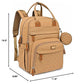 BabbleRoo Diaper Bag Backpack - Baby Essentials Travel Tote - Multi function Waterproof Diaper Bag, Travel Essentials Baby Bag with Changing Pad, Stroller Straps & Pacifier Case - Unisex, Beige