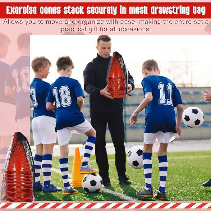Syhood 30 Pack 7 Inch Plastic Traffic Cones Sports Training Agility Marker Mini Cones for Soccer, Skating, Football, Basketball, Indoor and Outdoor Games Sports Practice Equipment