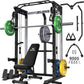 Power Cage, 2000LBS Multi-Function C21 Power Rack with Dual Pulley Cable Crossover System, All-in-One Squat Rack with More Training Attachments