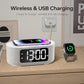 JALL Fabric Alarm Clock for Bedroom, with Big Led Screen Display, Bluetooth Stereo Sound Speaker, FM Radio, Fast Wireless Charging, USB Charging Port, Nightlight, White Noise, Ideal for Gift, Gray