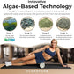 Oceanfoam Travel Workout Mat – 0.3" Thick Folding Exercise Mat for Yoga, Pilates, & Fitness – Non-Slip with Cotton Carrying Strap, Made with Sustainable Algae Foam – 24" x 72" (Black Marbled)